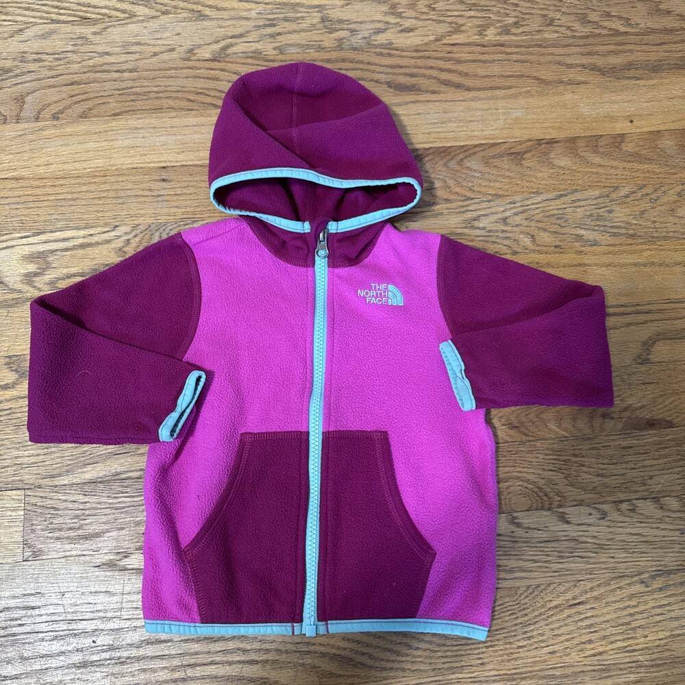 The North Face Jacket Kids 18-24m Full Zip Hoodie Baby Glacier Pink Color Block